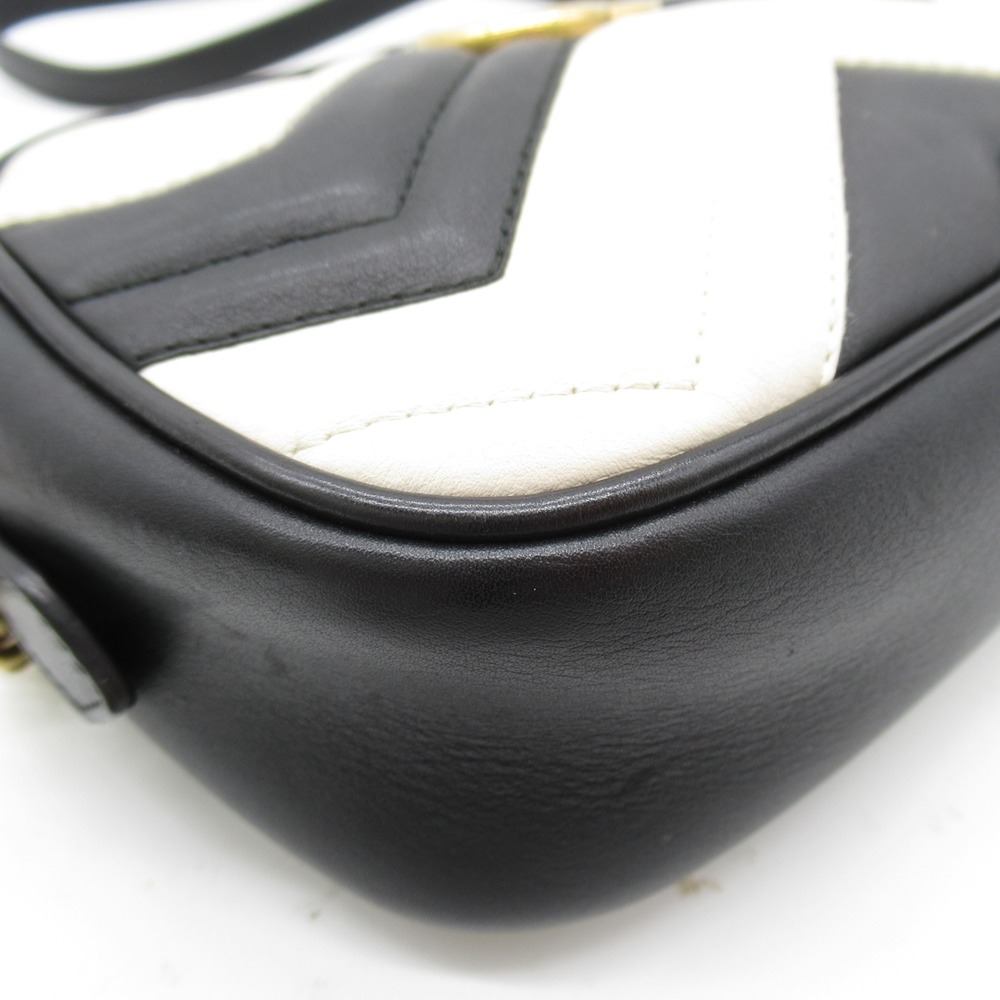 GUCCI Shoulder Bag Black White leather 448065 - Picture 7 of 9